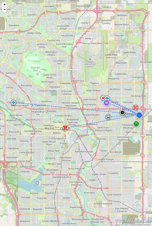 Daily accessibility map for 931 ABBEYDALE DR NE, Calgary showing nearby schools, grocery stores, parks, LRT stations and nearby amenities