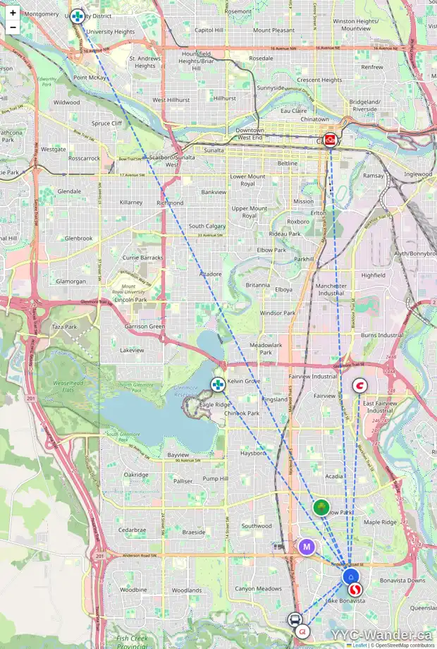 Daily accessibility map for 623 LAKE BONAVISTA DR SE, Calgary showing nearby schools, grocery stores, parks, LRT stations and nearby amenities