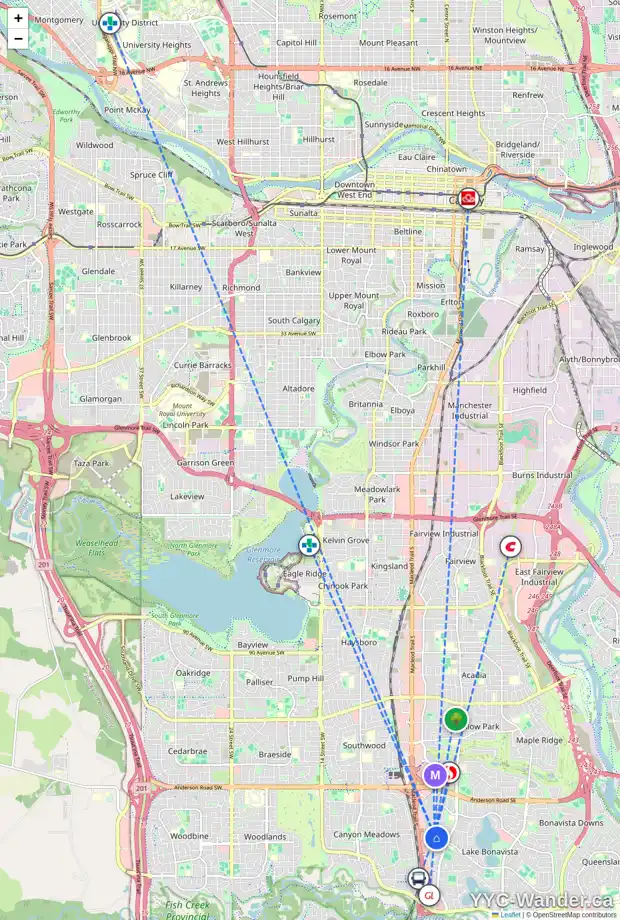 Daily accessibility map for 12212 LAKE FRASER WY SE, Calgary showing nearby schools, grocery stores, parks, LRT stations and nearby amenities