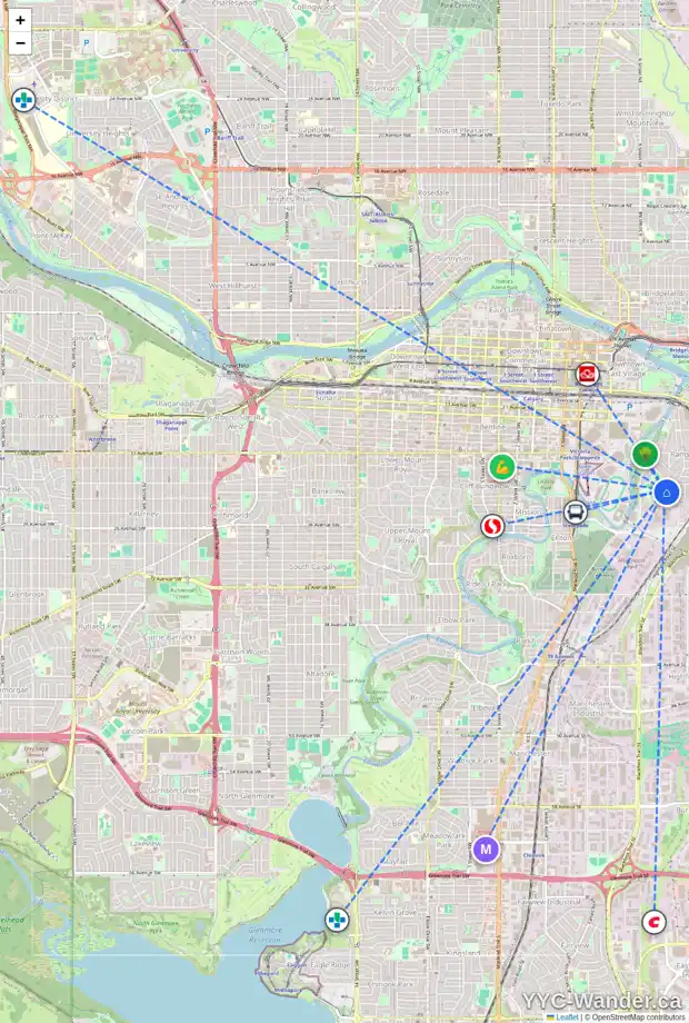 Daily accessibility map for 2125 SPILLER RD SE, Calgary showing nearby schools, grocery stores, parks, LRT stations and nearby amenities