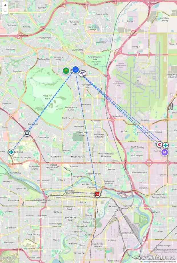Daily accessibility map for 106 BERMUDA CL NW, Calgary showing nearby schools, grocery stores, parks, LRT stations and nearby amenities