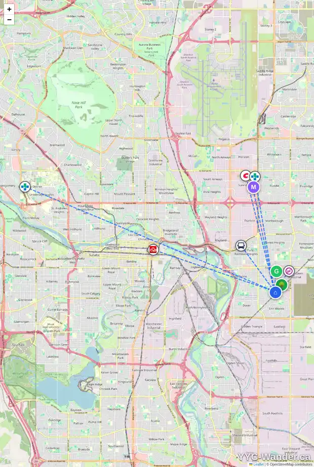 Daily accessibility map for 3042 DOVERVILLE CR SE, Calgary showing nearby schools, grocery stores, parks, LRT stations and nearby amenities
