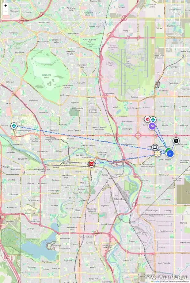 Daily accessibility map for 4732 MARBURY PL NE, Calgary showing nearby schools, grocery stores, parks, LRT stations and nearby amenities