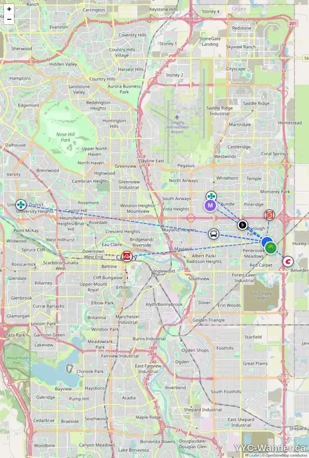 Daily accessibility map for 127 MALVERN CO NE, Calgary showing nearby schools, grocery stores, parks, LRT stations and nearby amenities