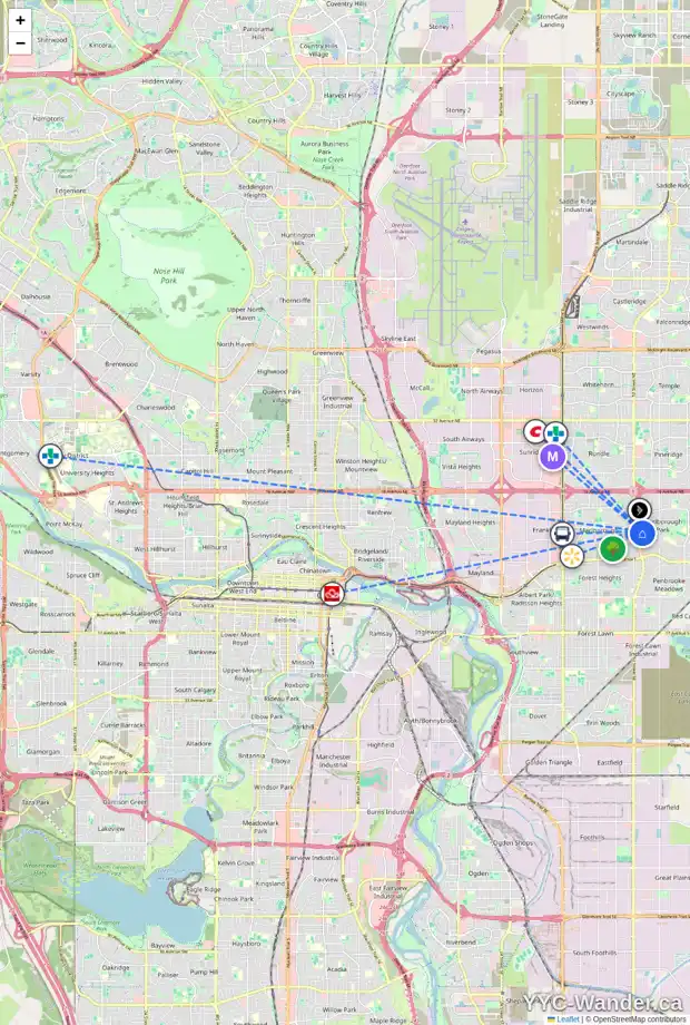 Daily accessibility map for 479 MAIDSTONE DR NE, Calgary showing nearby schools, grocery stores, parks, LRT stations and nearby amenities