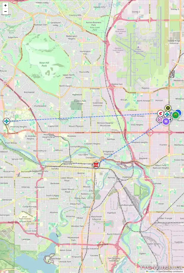 Daily accessibility map for 146 RUNDLESON PL NE, Calgary showing nearby schools, grocery stores, parks, LRT stations and nearby amenities