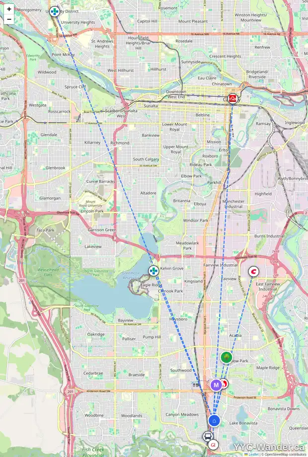 Daily accessibility map for 12423 LAKE FRASER WY SE, Calgary showing nearby schools, grocery stores, parks, LRT stations and nearby amenities