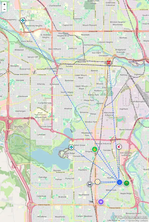 Daily accessibility map for 748 ARCHWOOD RD SE, Calgary showing nearby schools, grocery stores, parks, LRT stations and nearby amenities