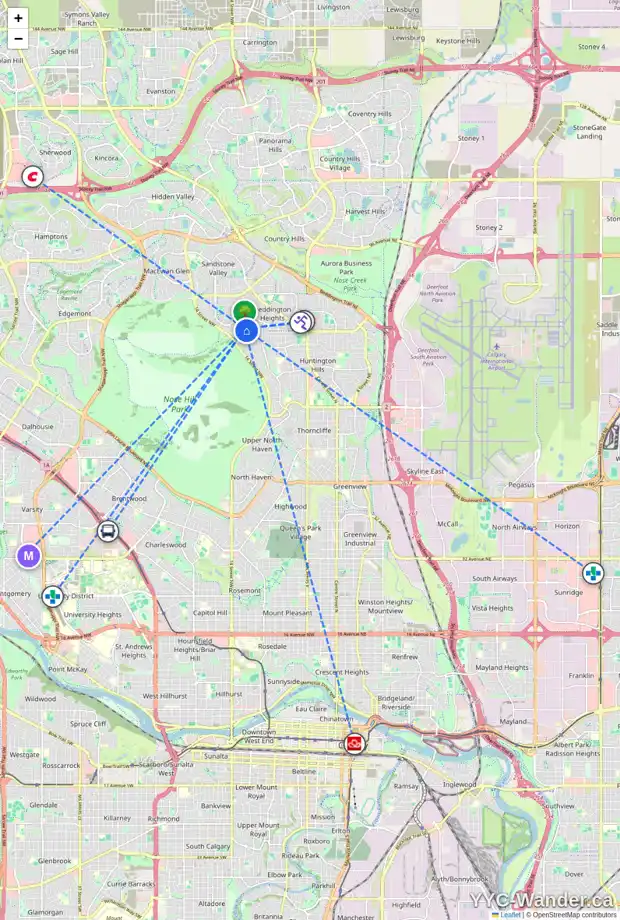 Daily accessibility map for 91 BERMONDSEY WY NW, Calgary showing nearby schools, grocery stores, parks, LRT stations and nearby amenities