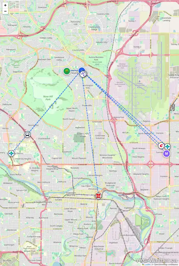 Daily accessibility map for 71 BERMUDA DR NW, Calgary showing nearby schools, grocery stores, parks, LRT stations and nearby amenities