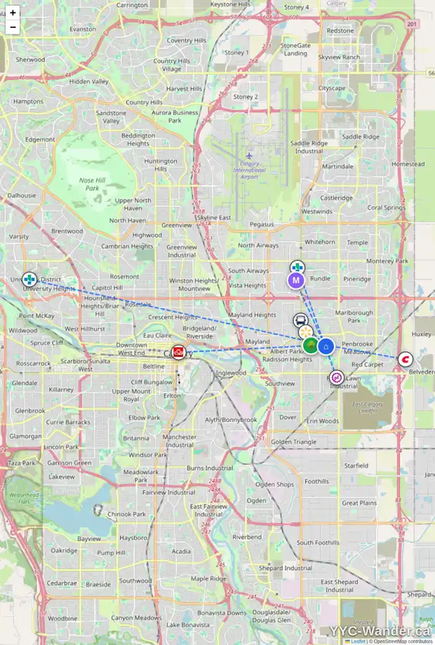 Daily accessibility map for 4526 FORMAN CR SE, Calgary showing nearby schools, grocery stores, parks, LRT stations and nearby amenities