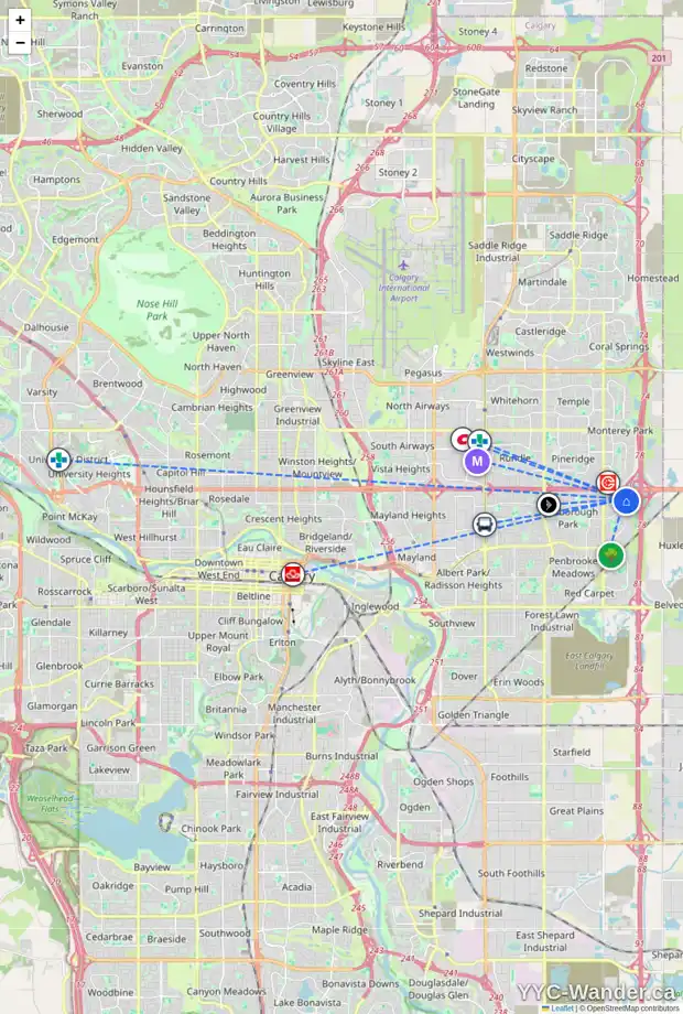Daily accessibility map for 80 ABINGDON CR NE, Calgary showing nearby schools, grocery stores, parks, LRT stations and nearby amenities