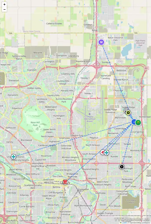 Daily accessibility map for 221 TARADALE DR NE, Calgary showing nearby schools, grocery stores, parks, LRT stations and nearby amenities