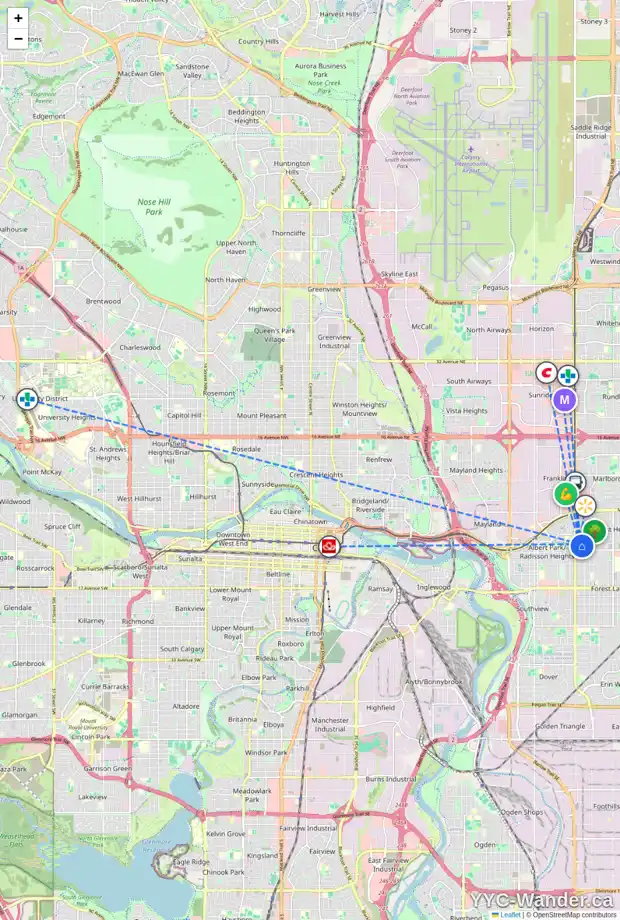 Daily accessibility map for 19B FONDA GR SE, Calgary showing nearby schools, grocery stores, parks, LRT stations and nearby amenities