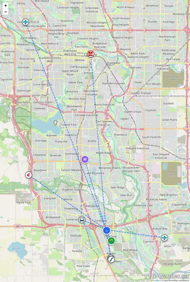 Daily accessibility map for 132 CHAPARRAL CR SE, Calgary showing nearby schools, grocery stores, parks, LRT stations and nearby amenities