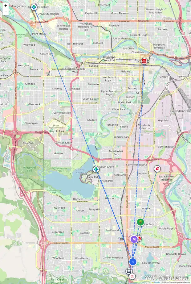Daily accessibility map for 12427 LAKE FRASER WY SE, Calgary showing nearby schools, grocery stores, parks, LRT stations and nearby amenities