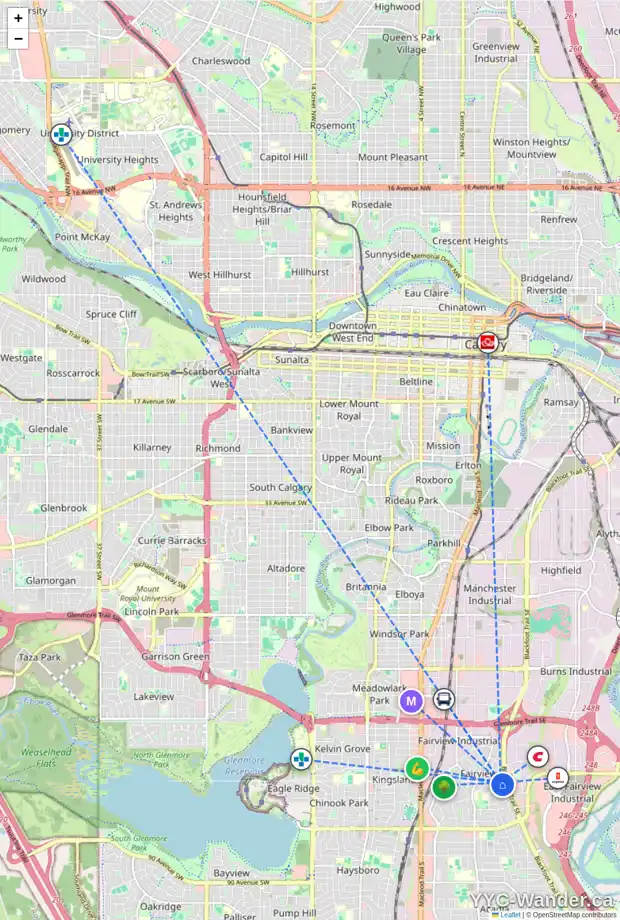 Daily accessibility map for 7516 FLEETWOOD DR SE, Calgary showing nearby schools, grocery stores, parks, LRT stations and nearby amenities