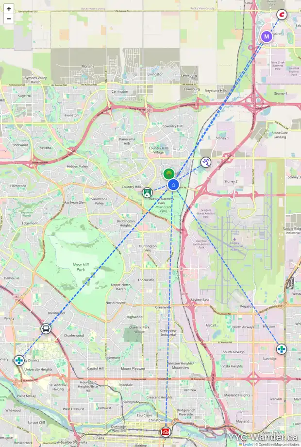 Daily accessibility map for 12 HARVEST GLEN ME NE, Calgary showing nearby schools, grocery stores, parks, LRT stations and nearby amenities