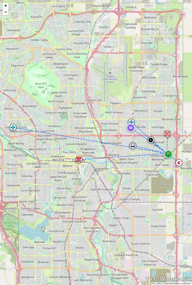 Daily accessibility map for 84 ABBERCOVE WY SE, Calgary showing nearby schools, grocery stores, parks, LRT stations and nearby amenities