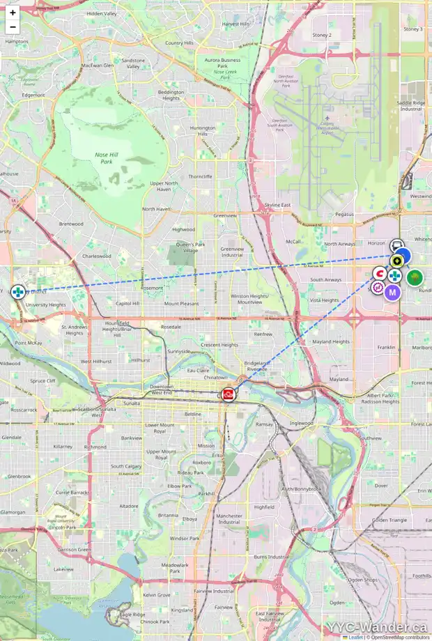 Daily accessibility map for 3703 WHITEHORN DR NE, Calgary showing nearby schools, grocery stores, parks, LRT stations and nearby amenities
