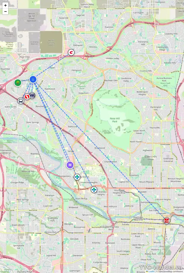 Daily accessibility map for 618 ARBOUR LAKE DR NW, Calgary showing nearby schools, grocery stores, parks, LRT stations and nearby amenities