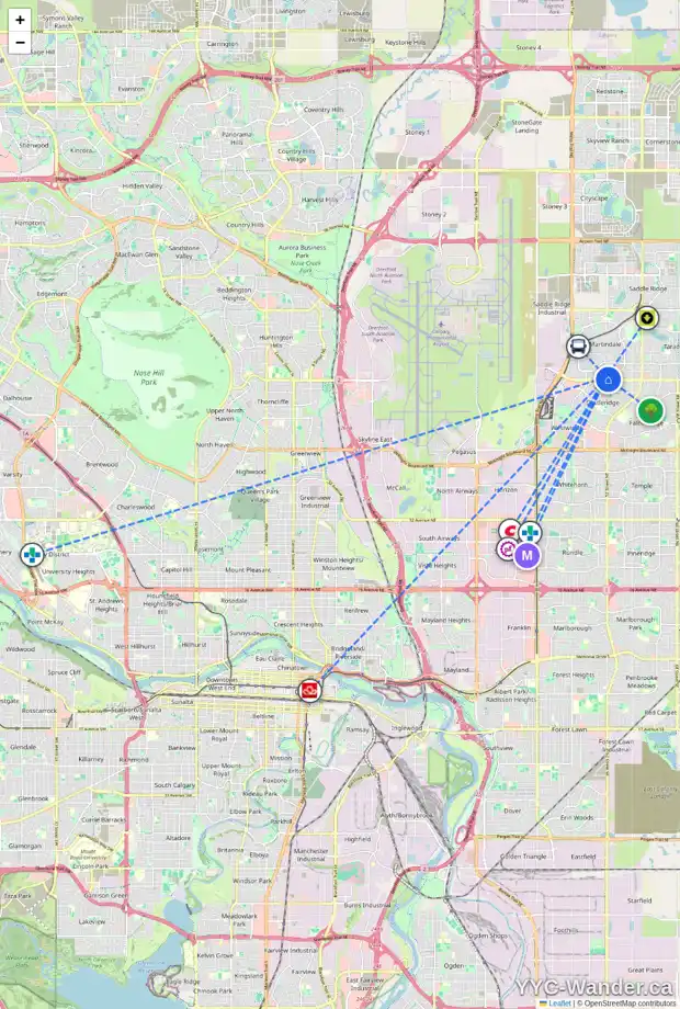 Daily accessibility map for 39 MARTINDALE CR NE, Calgary showing nearby schools, grocery stores, parks, LRT stations and nearby amenities