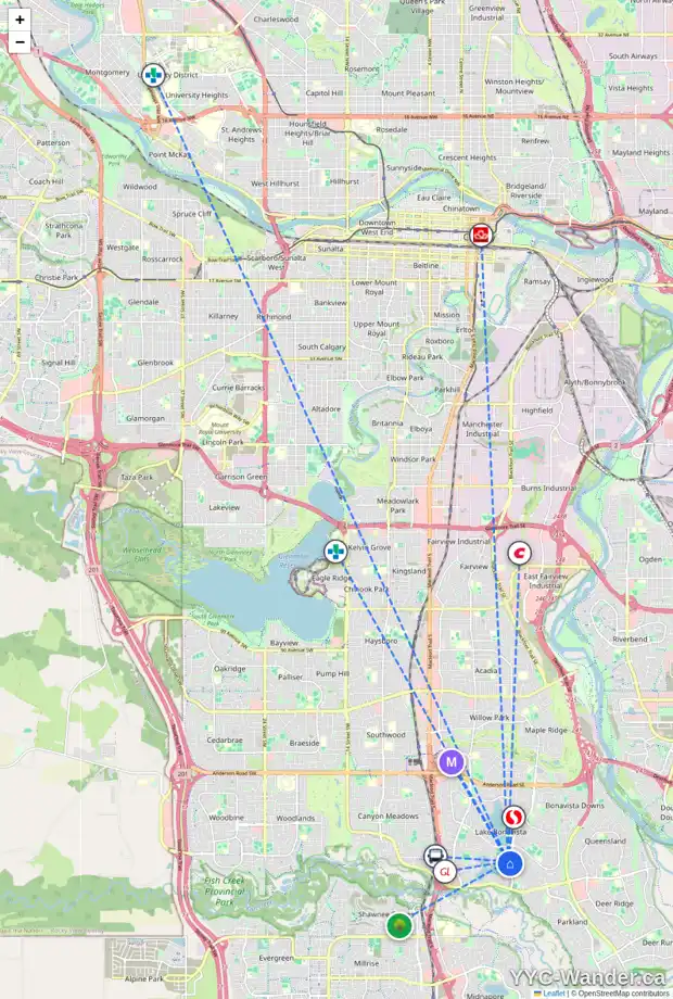 Daily accessibility map for 135 LAKE TAHOE GR SE, Calgary showing nearby schools, grocery stores, parks, LRT stations and nearby amenities