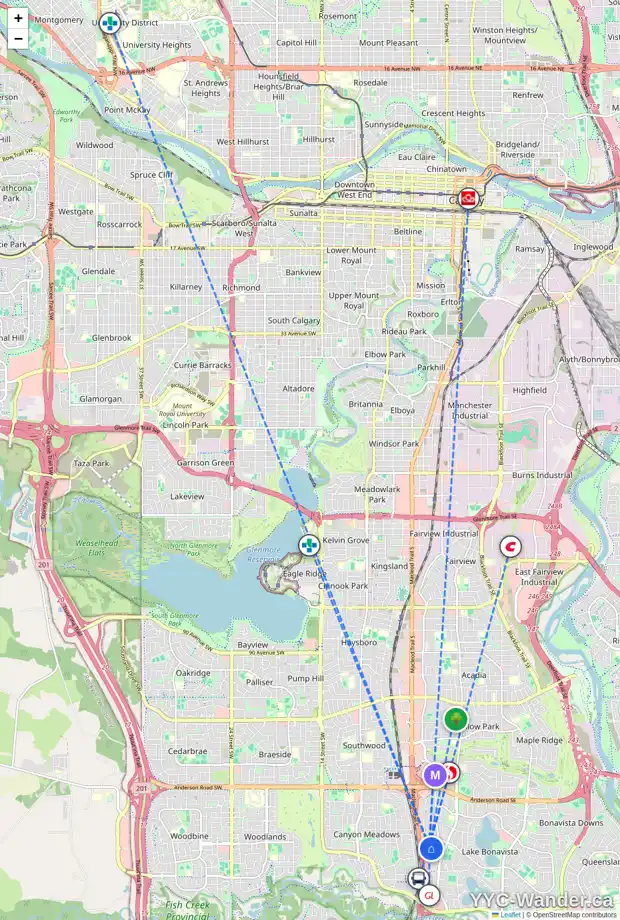 Daily accessibility map for 12431 LAKE FRASER WY SE, Calgary showing nearby schools, grocery stores, parks, LRT stations and nearby amenities