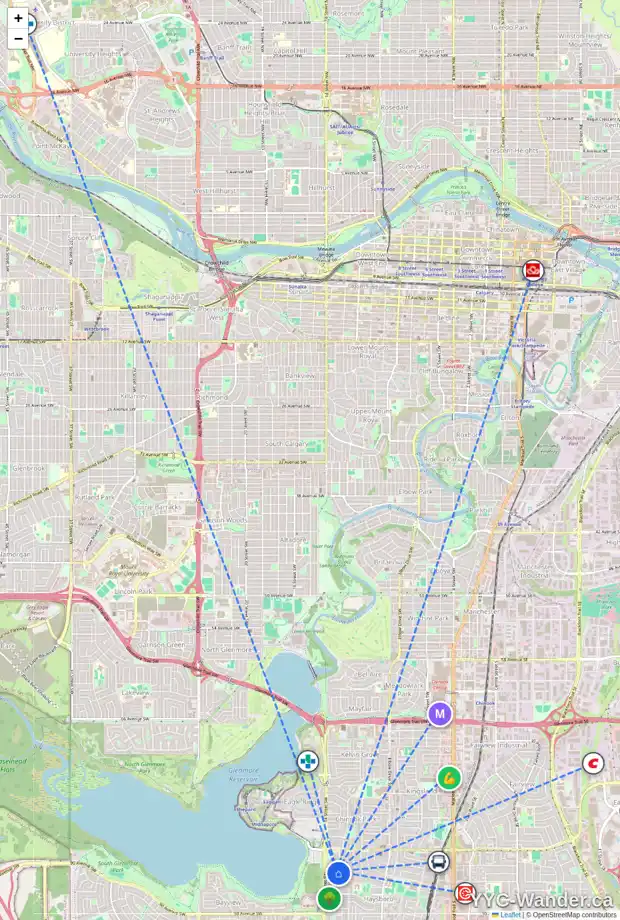 Daily accessibility map for 60 HAYSBORO CR SW, Calgary showing nearby schools, grocery stores, parks, LRT stations and nearby amenities