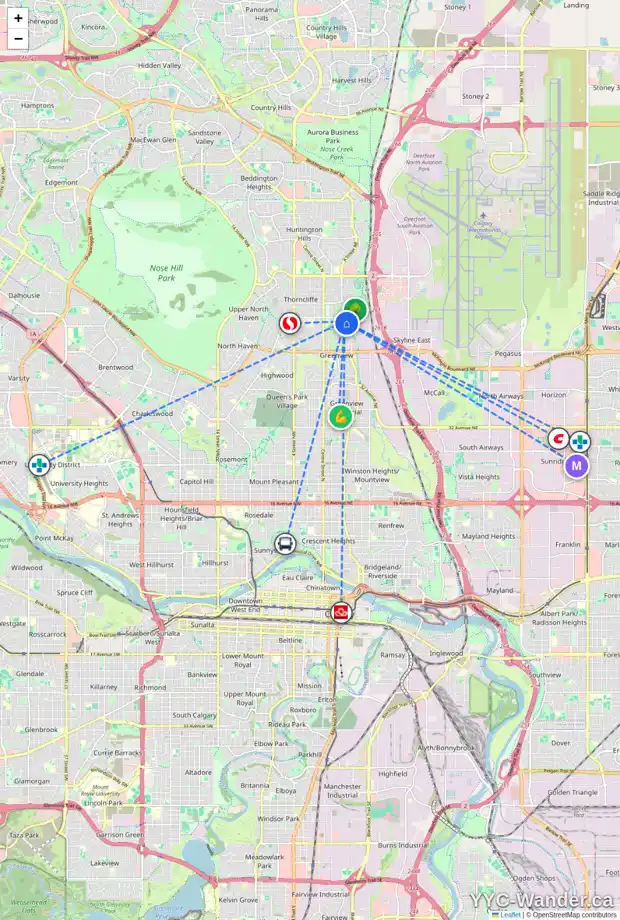 Daily accessibility map for 5618 TRELLE DR NE, Calgary showing nearby schools, grocery stores, parks, LRT stations and nearby amenities