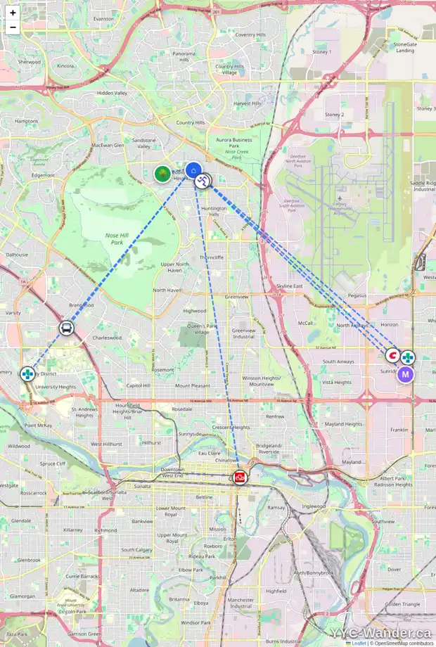 Daily accessibility map for 39 BERMUDA PL NW, Calgary showing nearby schools, grocery stores, parks, LRT stations and nearby amenities
