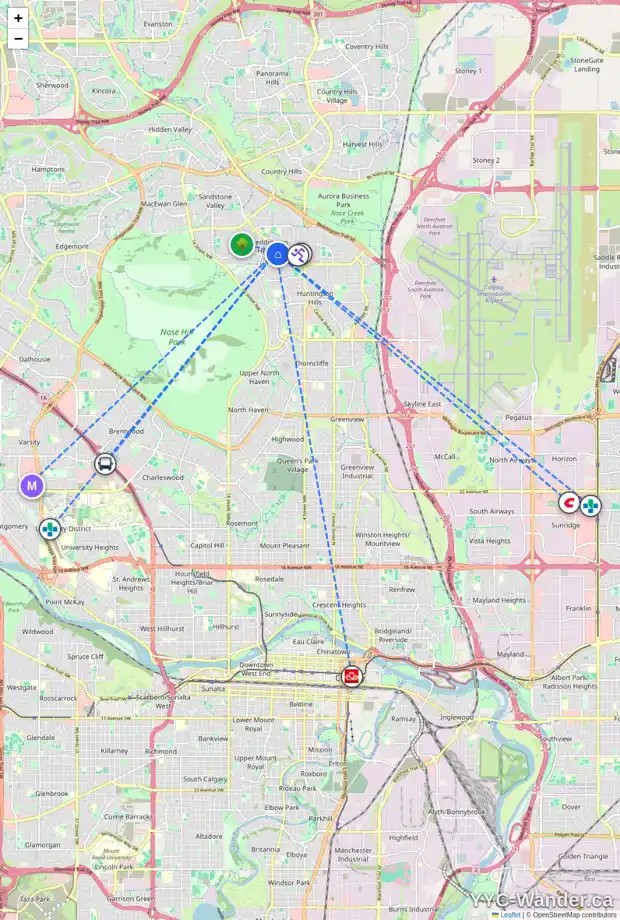 Daily accessibility map for 58 BERKLEY CL NW, Calgary showing nearby schools, grocery stores, parks, LRT stations and nearby amenities