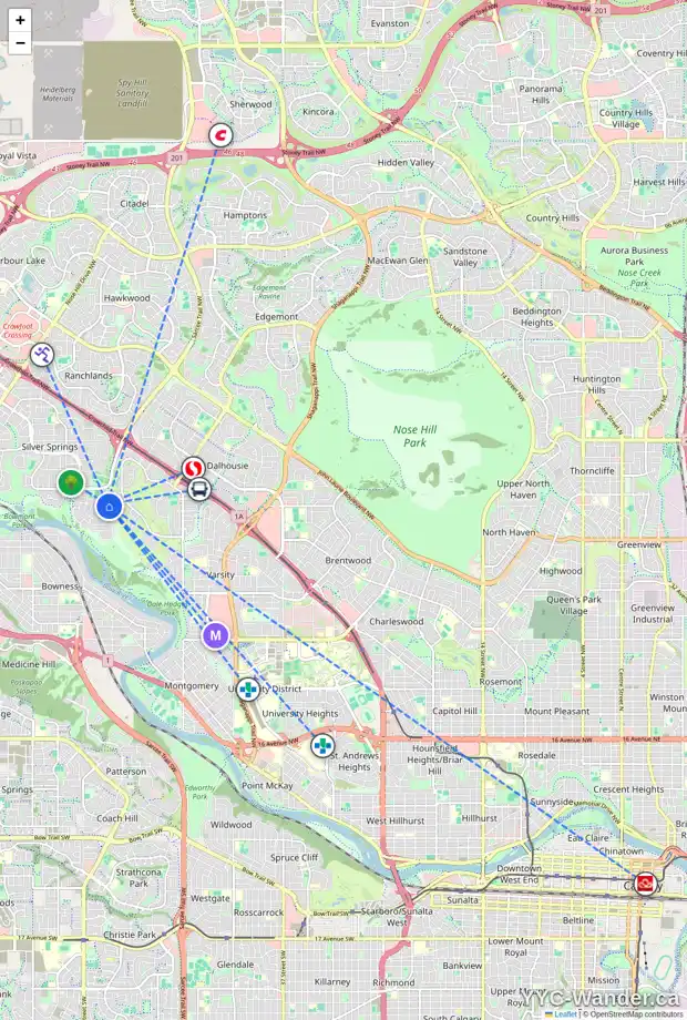 Daily accessibility map for 176 SILVERVIEW WY NW, Calgary showing nearby schools, grocery stores, parks, LRT stations and nearby amenities