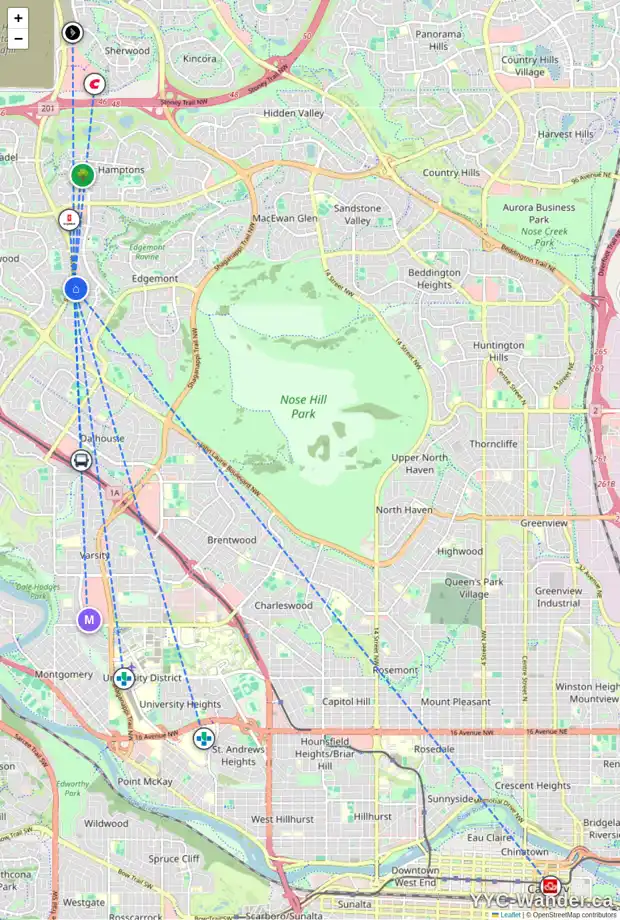 Daily accessibility map for 179 EDGELAND RD NW, Calgary showing nearby schools, grocery stores, parks, LRT stations and nearby amenities