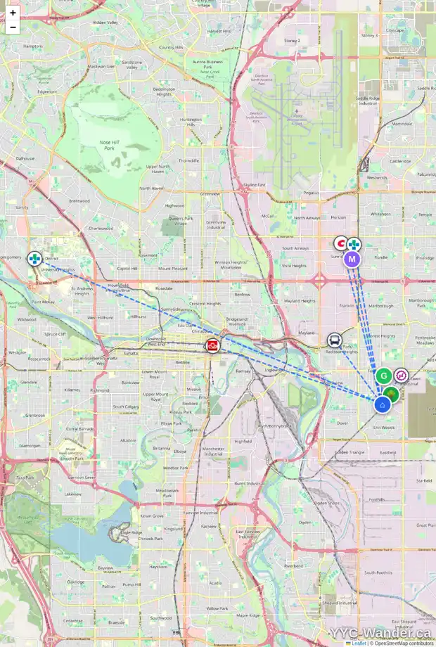 Daily accessibility map for 3038 DOVERVILLE CR SE, Calgary showing nearby schools, grocery stores, parks, LRT stations and nearby amenities