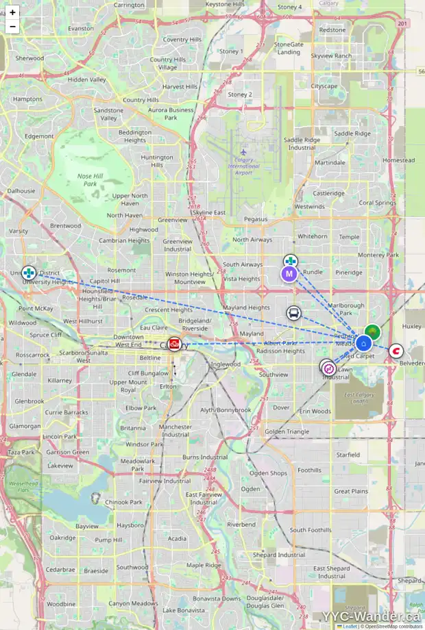 Daily accessibility map for 724 PENBROOKE RD SE, Calgary showing nearby schools, grocery stores, parks, LRT stations and nearby amenities