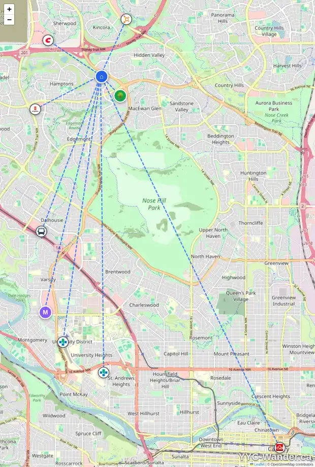 Daily accessibility map for 133 HAMPSTEAD TC NW, Calgary showing nearby schools, grocery stores, parks, LRT stations and nearby amenities