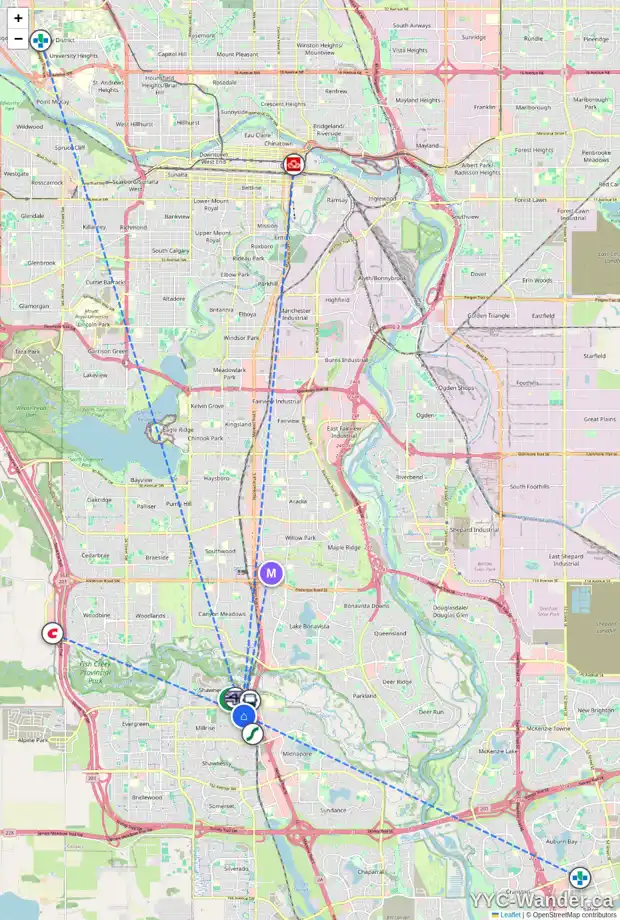 Daily accessibility map for 29 MILLROSE PL SW, Calgary showing nearby schools, grocery stores, parks, LRT stations and nearby amenities