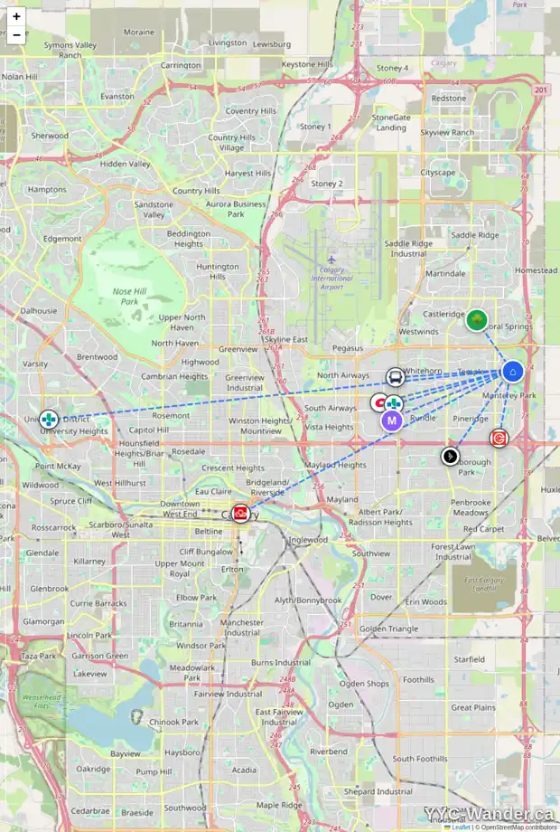 Daily accessibility map for 14 SAN FERNANDO CR NE, Calgary showing nearby schools, grocery stores, parks, LRT stations and nearby amenities