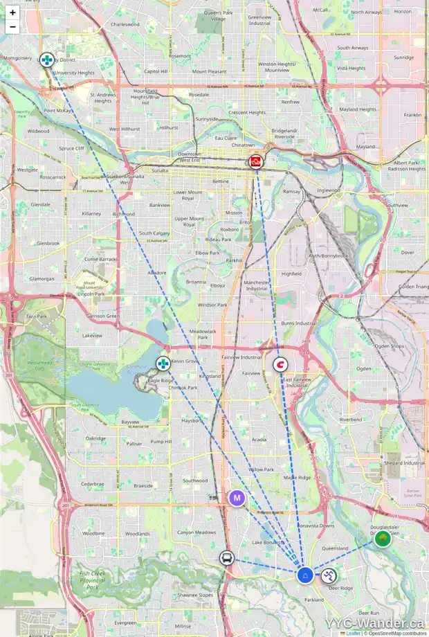 Daily accessibility map for 948 LAKE ONTARIO DR SE, Calgary showing nearby schools, grocery stores, parks, LRT stations and nearby amenities