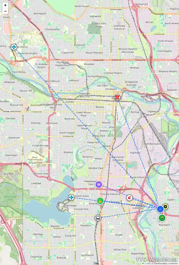 Daily accessibility map for 424 OGDEN DR SE, Calgary showing nearby schools, grocery stores, parks, LRT stations and nearby amenities