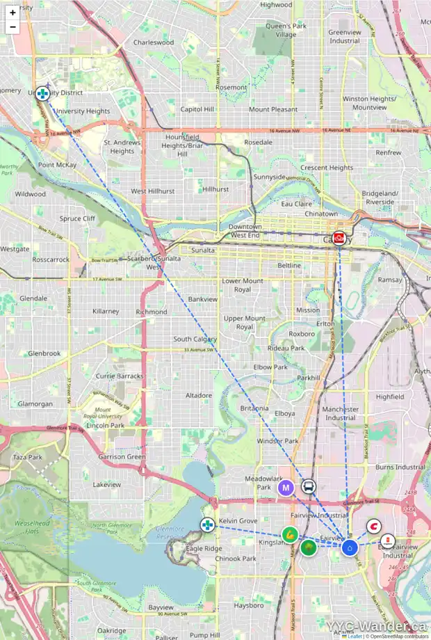 Daily accessibility map for 7524 FLEETWOOD DR SE, Calgary showing nearby schools, grocery stores, parks, LRT stations and nearby amenities