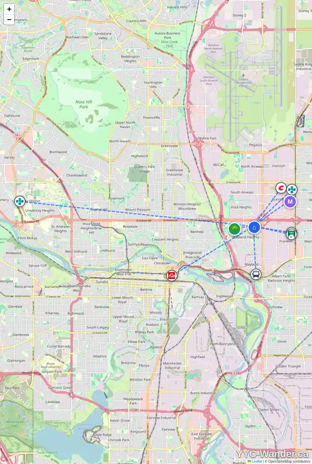 Daily accessibility map for 1123 MCKINNON DR NE, Calgary showing nearby schools, grocery stores, parks, LRT stations and nearby amenities