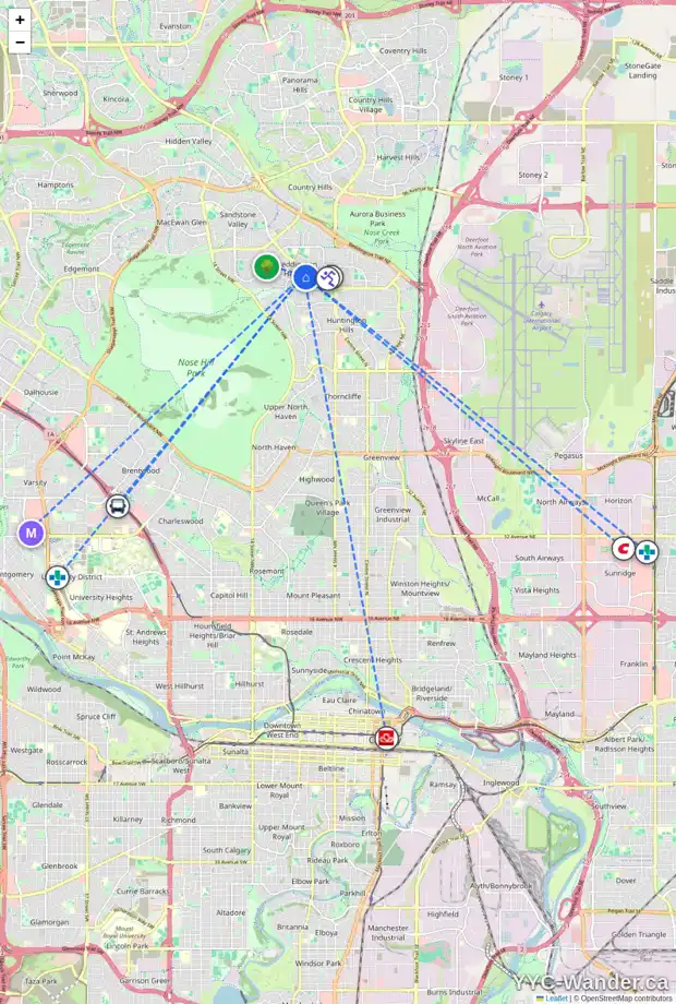 Daily accessibility map for 60 BERKLEY CL NW, Calgary showing nearby schools, grocery stores, parks, LRT stations and nearby amenities