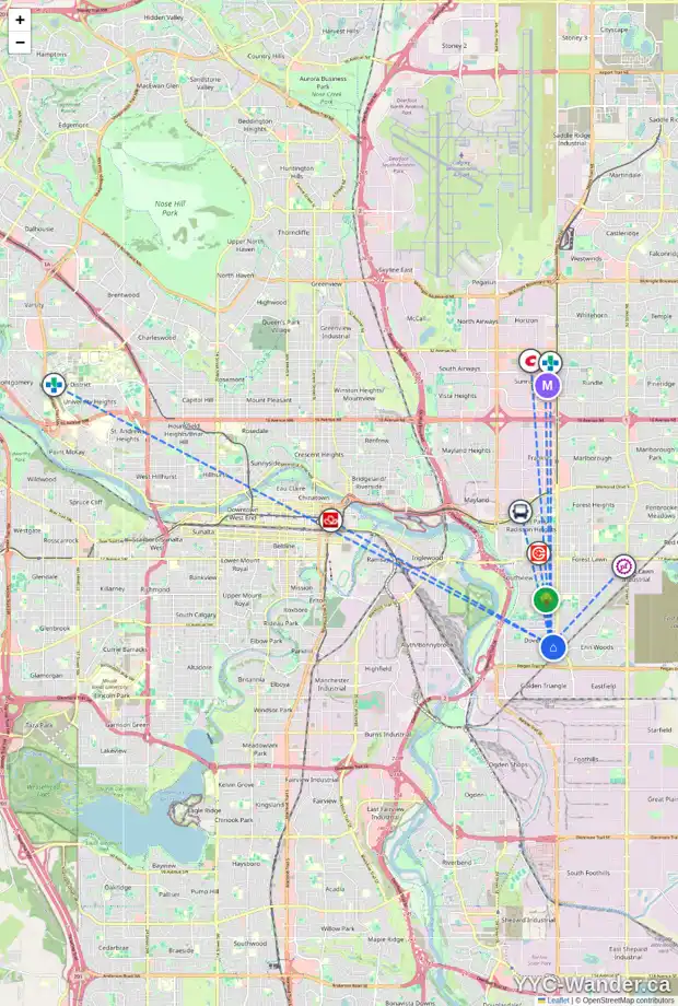 Daily accessibility map for 208 DOVERVIEW CR SE, Calgary showing nearby schools, grocery stores, parks, LRT stations and nearby amenities