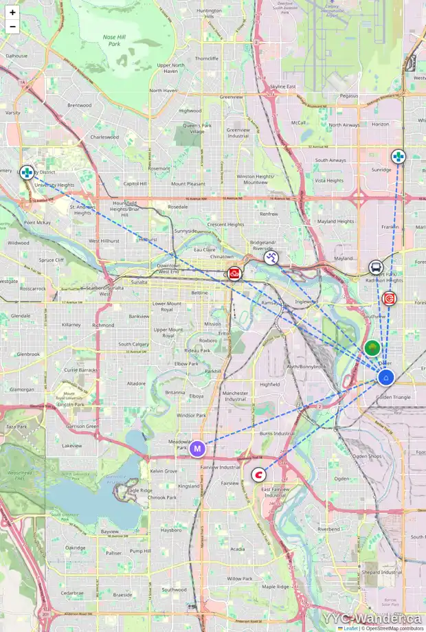 Daily accessibility map for 4159 DOVERBROOK RD SE, Calgary showing nearby schools, grocery stores, parks, LRT stations and nearby amenities
