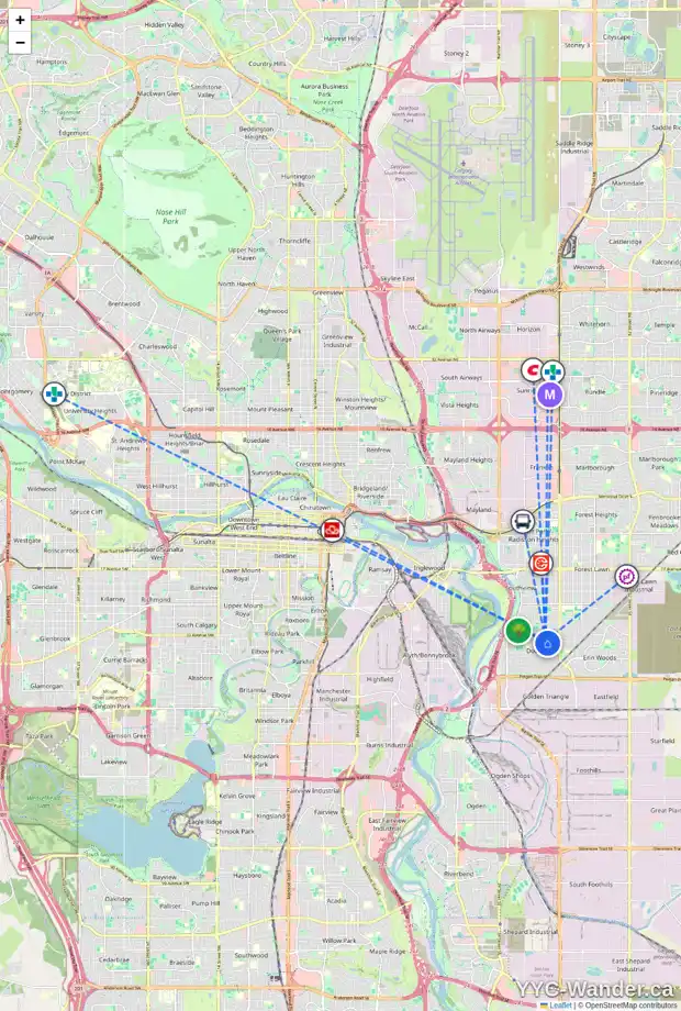 Daily accessibility map for 3510 DOVERTHORN RD SE, Calgary showing nearby schools, grocery stores, parks, LRT stations and nearby amenities