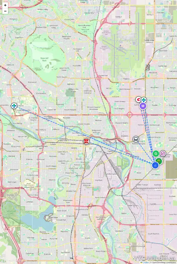 Daily accessibility map for 3036 DOVERVILLE CR SE, Calgary showing nearby schools, grocery stores, parks, LRT stations and nearby amenities