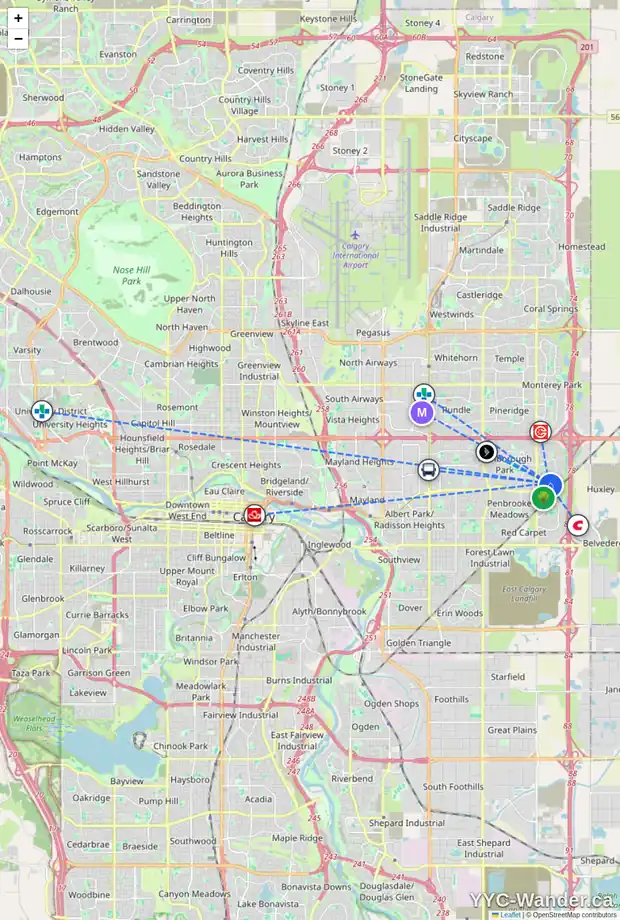 Daily accessibility map for 136 ABALONE PL NE, Calgary showing nearby schools, grocery stores, parks, LRT stations and nearby amenities
