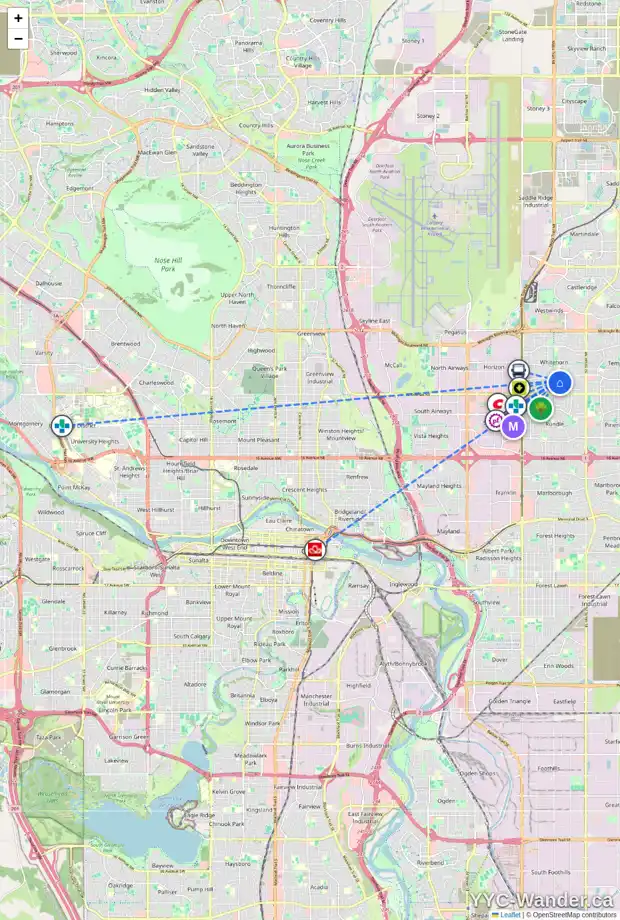 Daily accessibility map for 4623 WHITEHORN DR NE, Calgary showing nearby schools, grocery stores, parks, LRT stations and nearby amenities